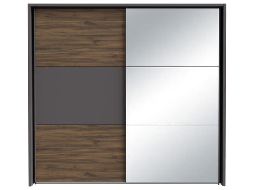 Szafa 2-skrzydłowa z drzwiami przesuwnymi, bez szuflad, model PEMBURY, w kolorze dąb/antytaktyt, szerokość 231 cm